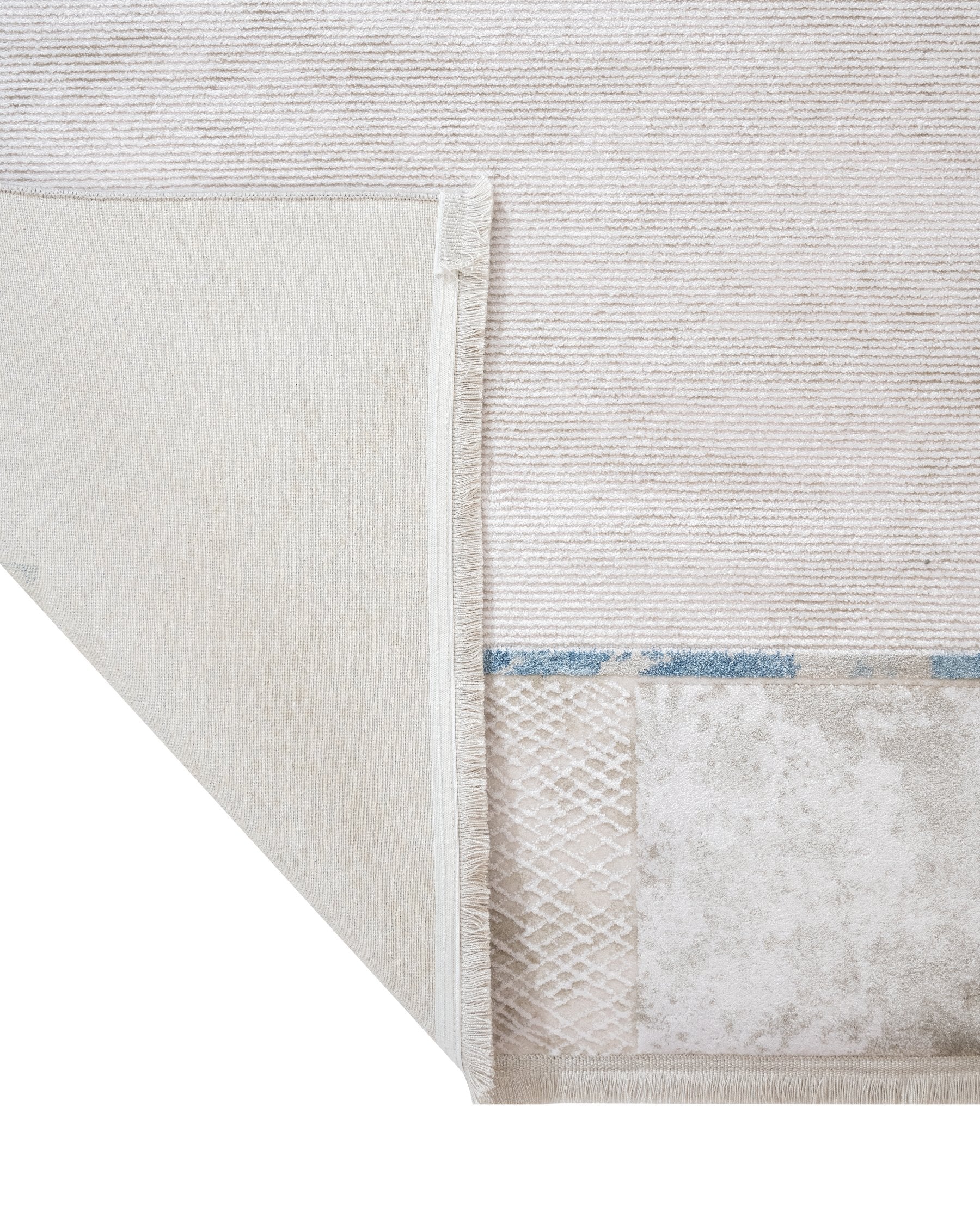 Blue Area Rug - Machine Made Acrylic Rug With Fringed Edge Carpet For Living Room