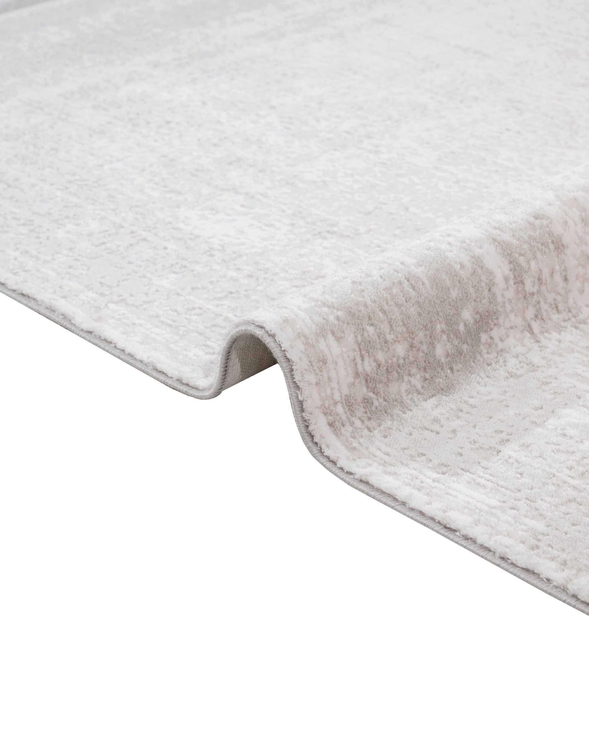 Modern Area Rug – Machine Made Cream Acrylic Carpet With Fringed Edges