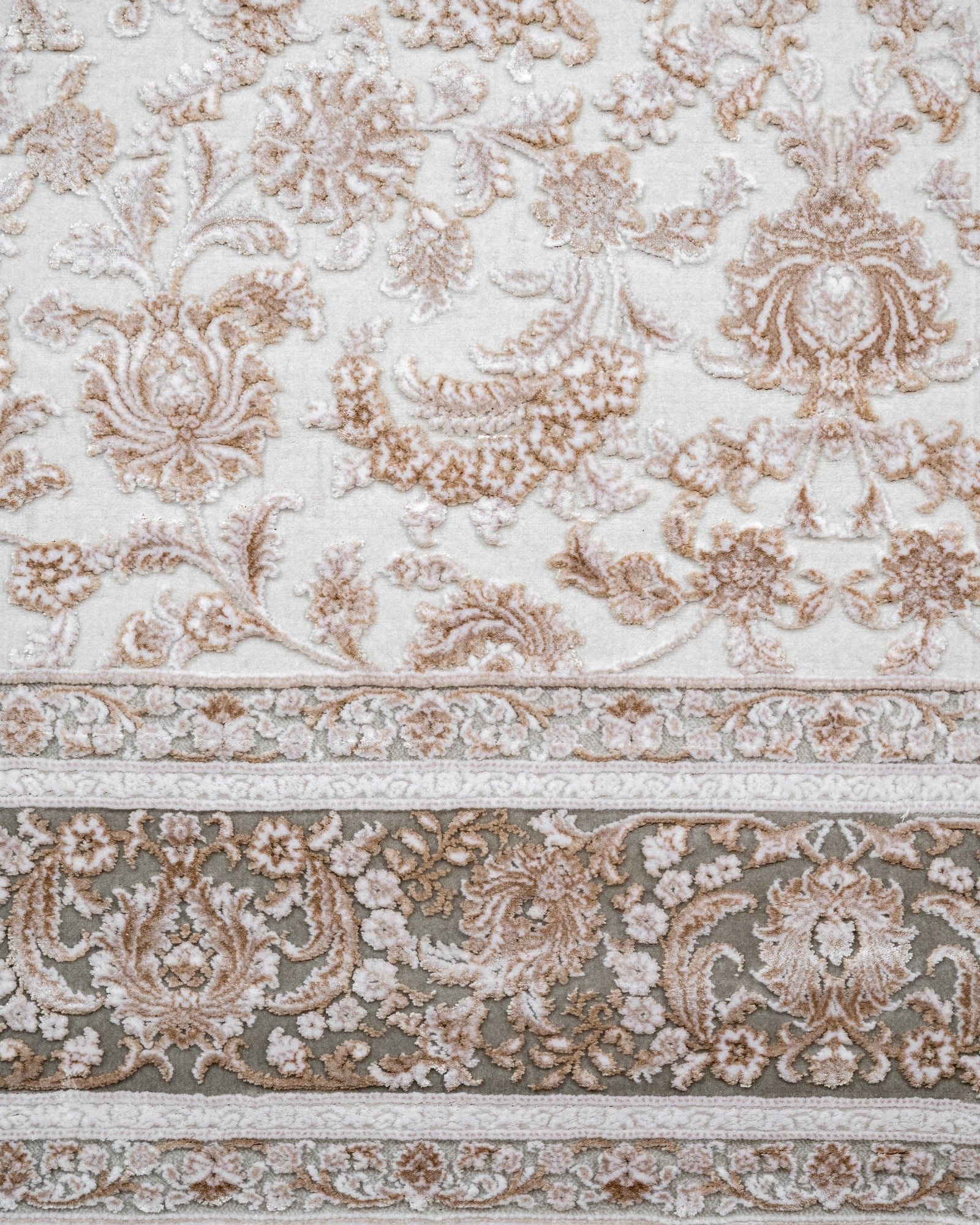 Viscose Area Rug – Machine Made Mink Frame Carpet With Fringed Edges