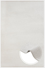 Modern Wool Area Rug – Machine Made White Wool Carpet with Fringed Edges