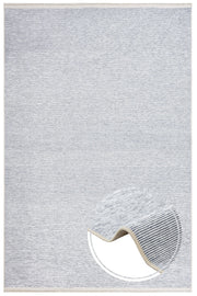 Modern Wool Area Rug – Navy Blue Machine Made Rug with Fringed Edges