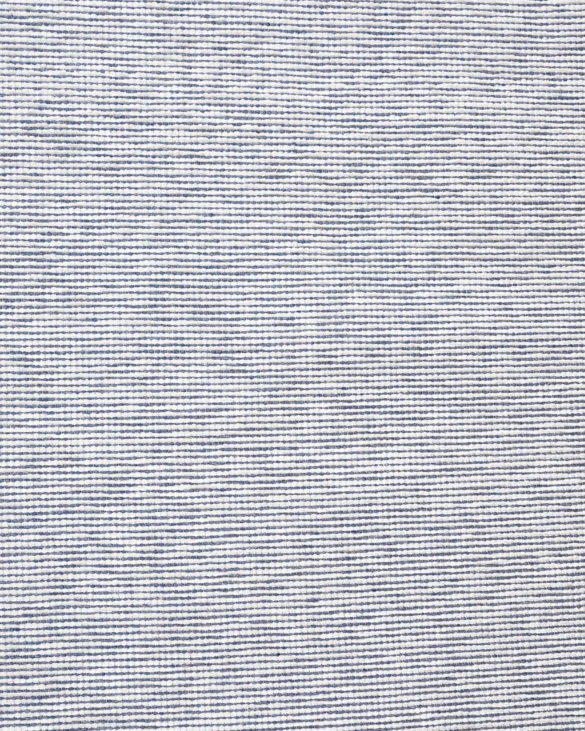 Modern Wool Area Rug – Navy Blue Machine Made Rug with Fringed Edges