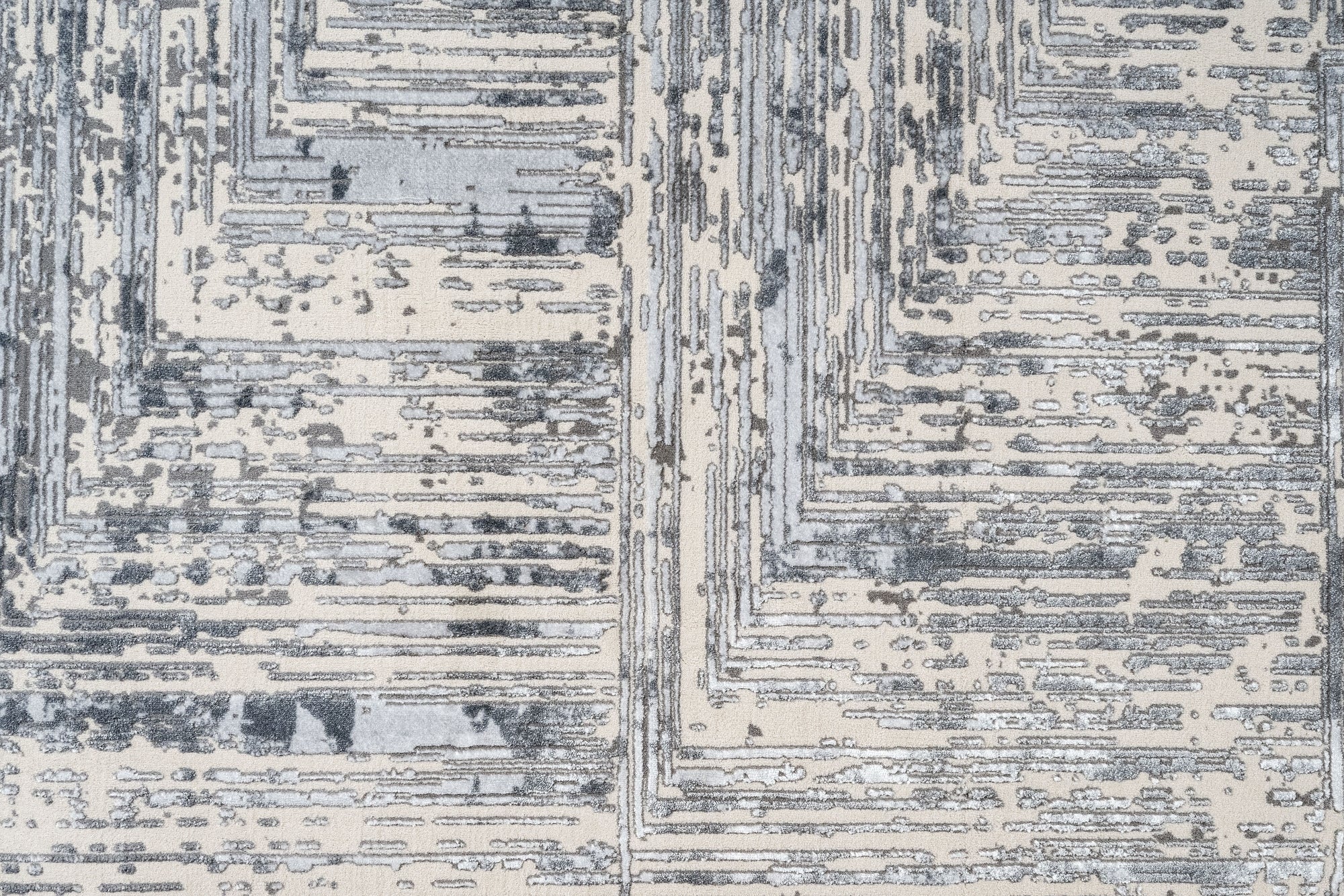 Modern Area Rug – Machine Made Grey Beige Polyester Cotton Base Rug
