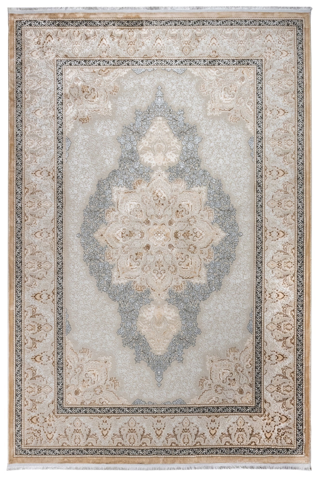 Microfiber Area Rug – Classic Cream Machine Made Cotton Base Carpet