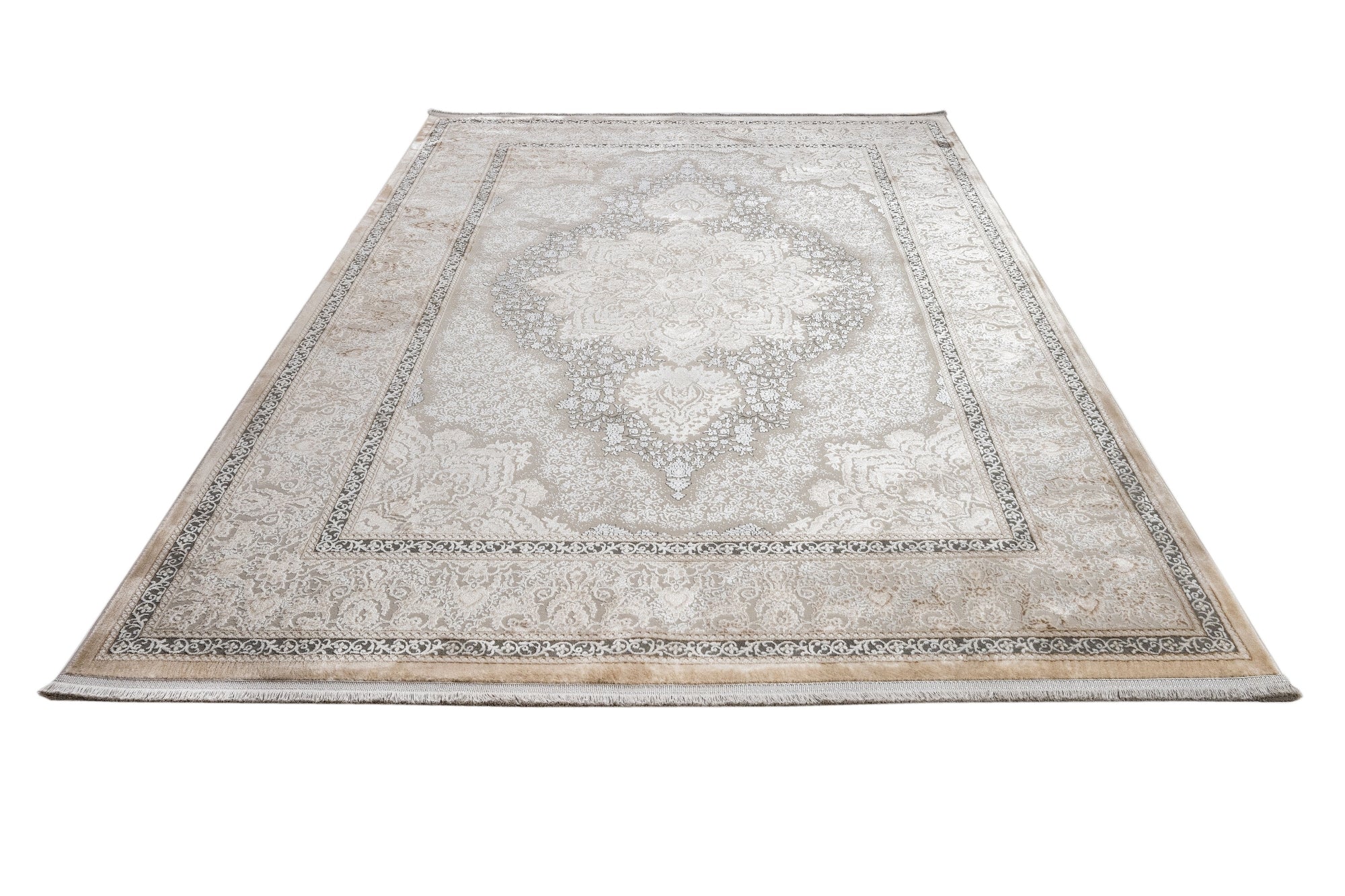 Microfiber Area Rug – Classic Cream Machine Made Cotton Base Carpet