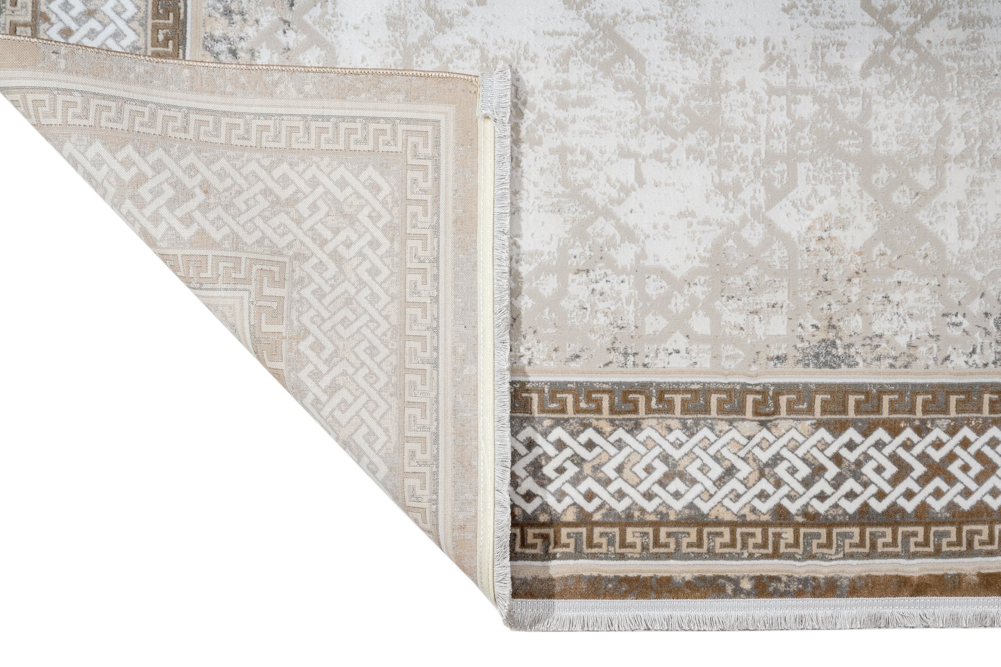 Microfiber Area Rug – Classic Beige Machine Made Rug With Cotton Base