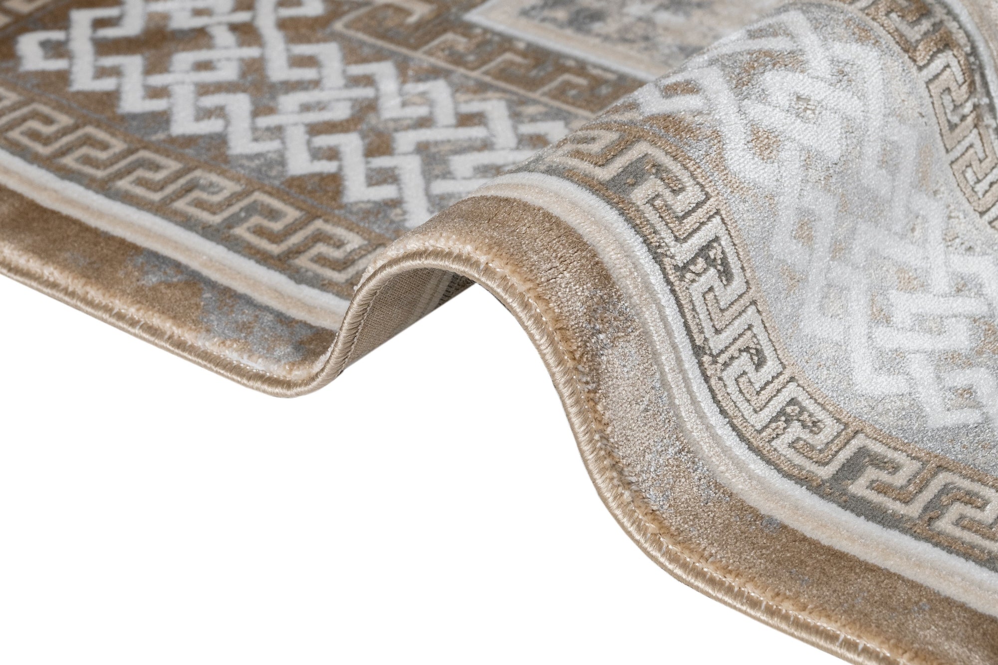Microfiber Area Rug – Classic Beige Machine Made Rug With Cotton Base