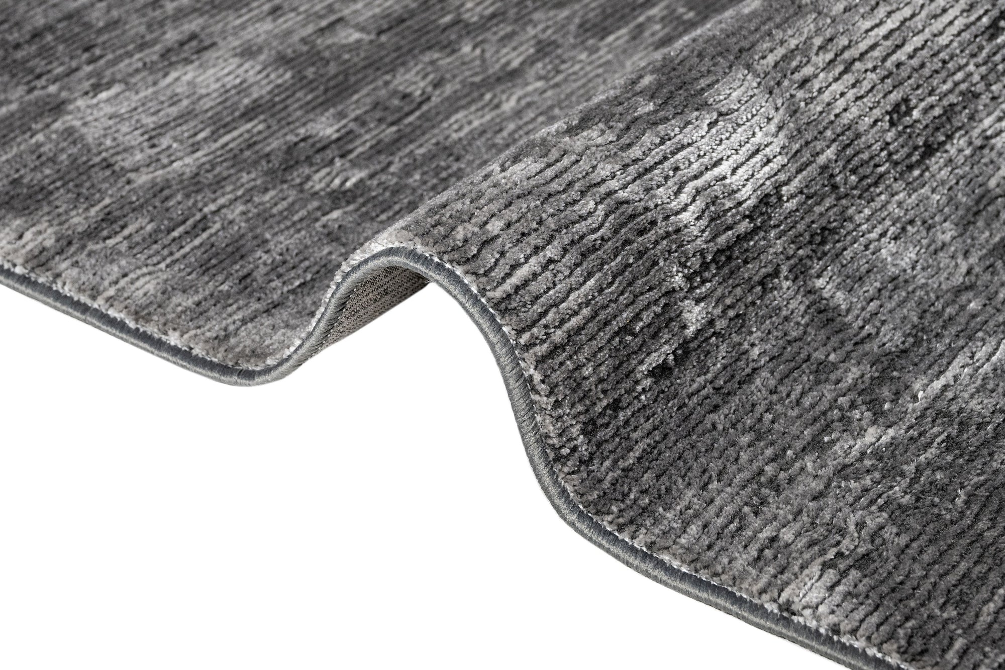 Microfiber Area Rug - Anthracite Flat Machine Made Rug With Anti Slip Base