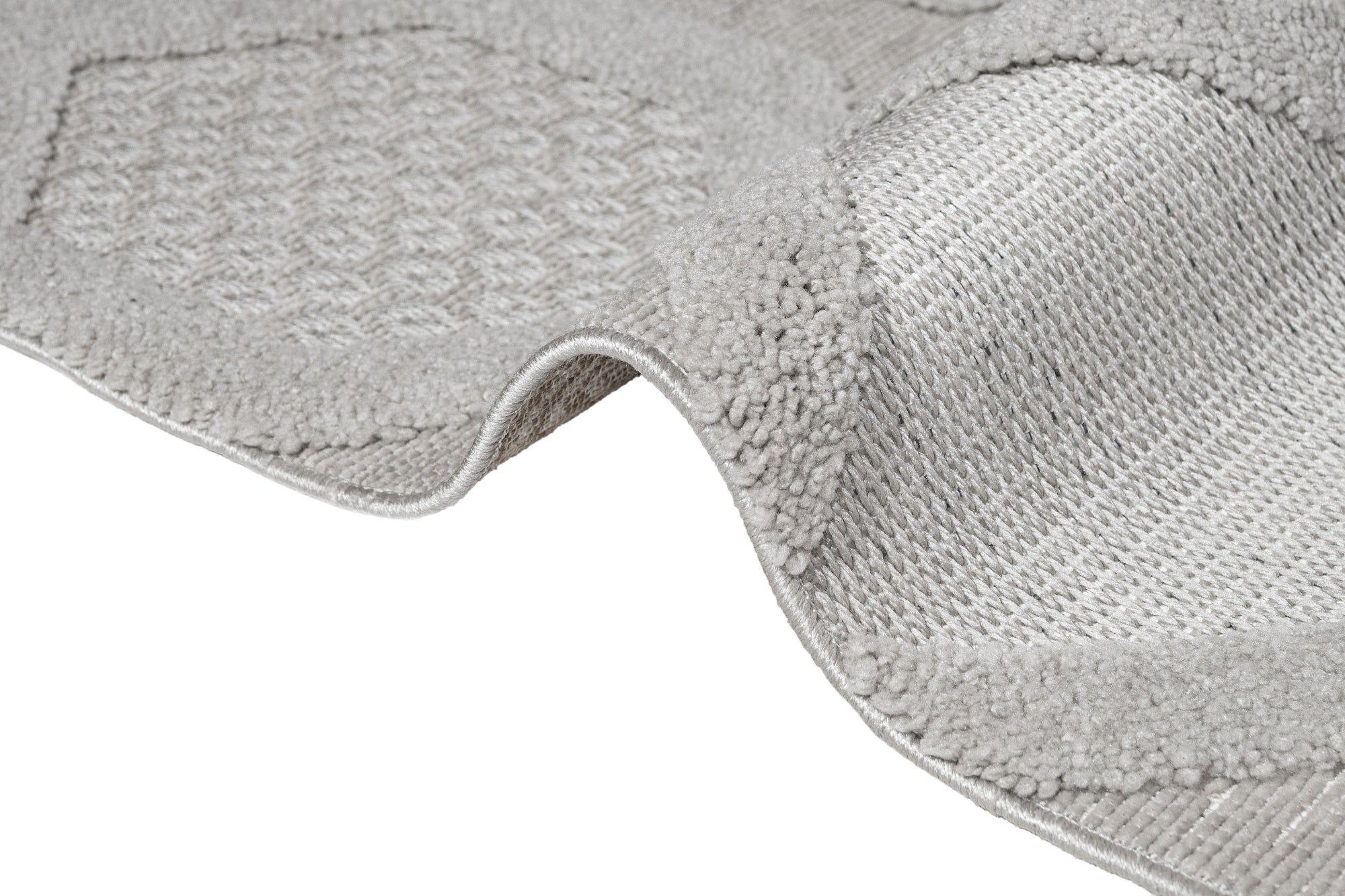 Grey Geometric Area Rug – Machine Made Chenille Carpet With Cotton Base