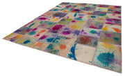 Handmade Wool Area Rug – Pink Patchwork Vintage Turkish Hand Knotted Carpet 10x13