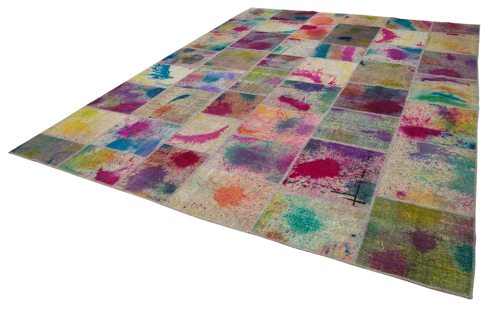 Handmade Patchwork Rug - Kirk Yama Beige Cotton Wool Area Rug 10'1" x 13'4"
