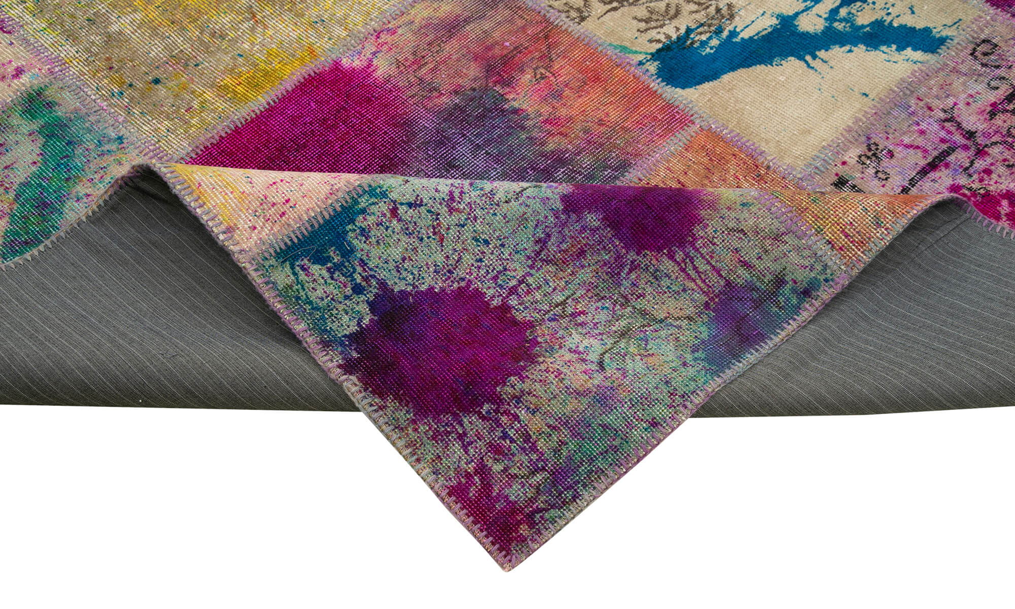 Handmade Area Rug – Kirk Yama Pink Patchwork Cotton Wool Carpet 10'x13'4''