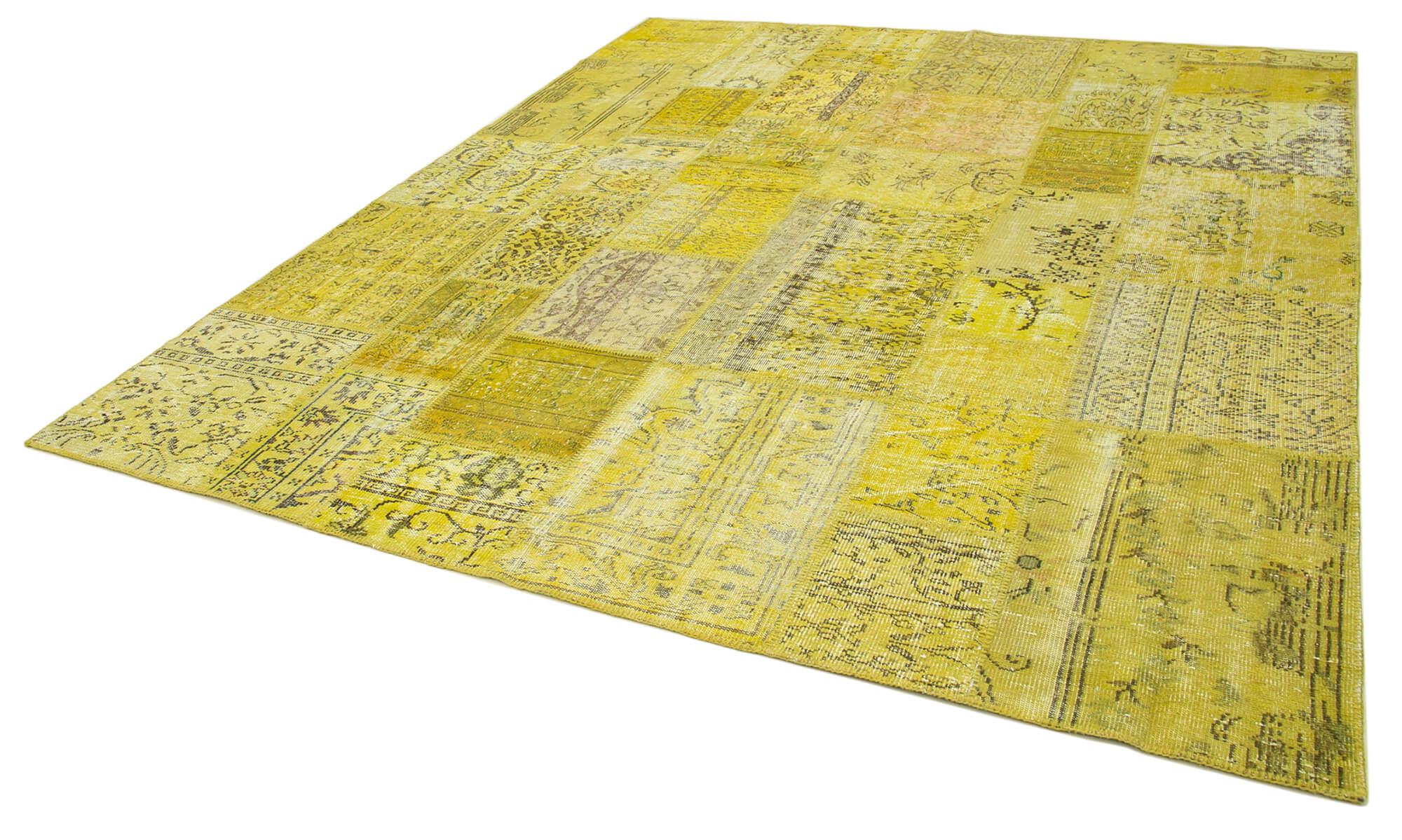 Handmade Patchwork Rug - Kirk Yama Yellow Cotton Wool Area Rug 8'6"x10'0"