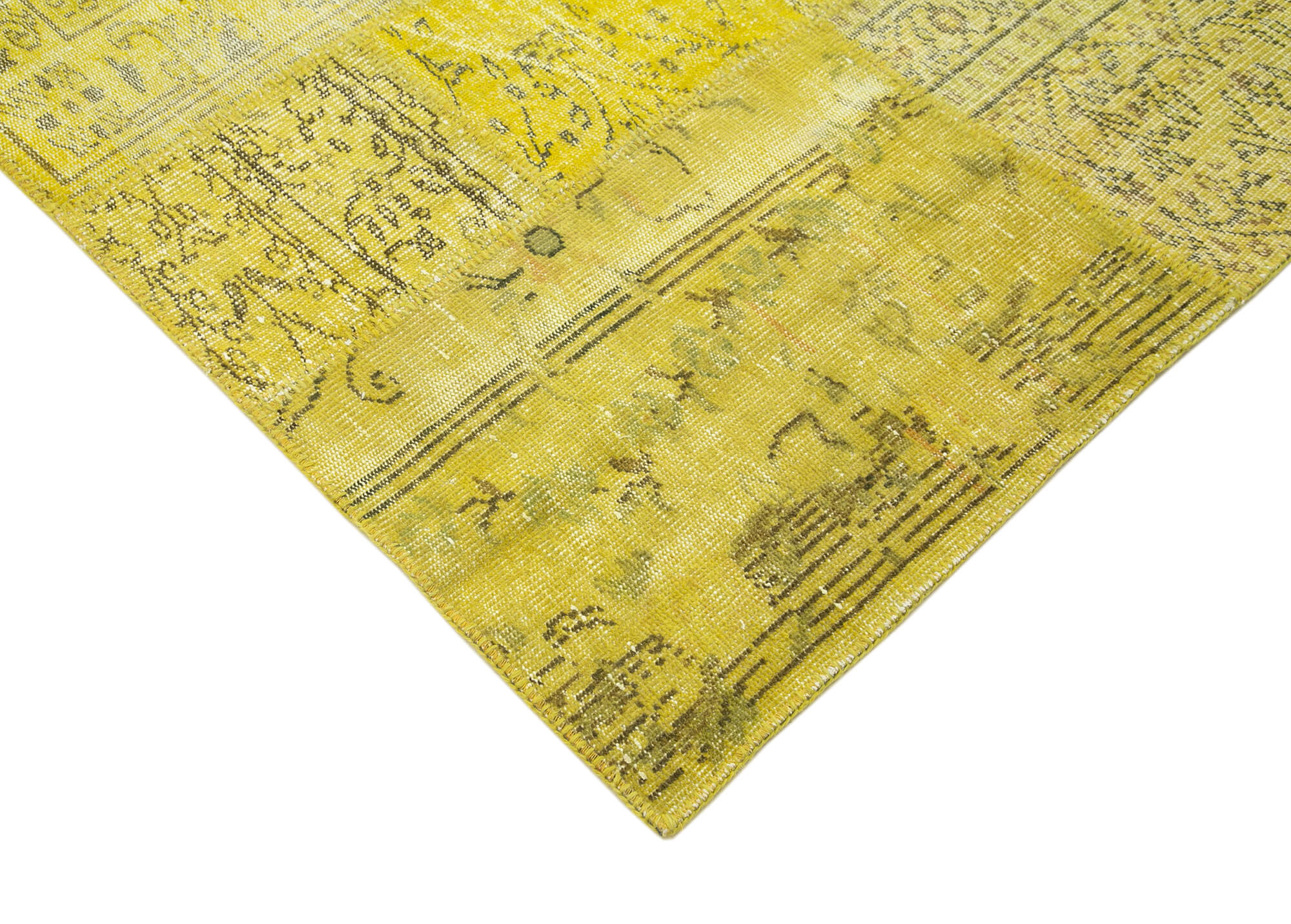 Handmade Patchwork Rug - Kirk Yama Yellow Cotton Wool Area Rug 8'6"x10'0"