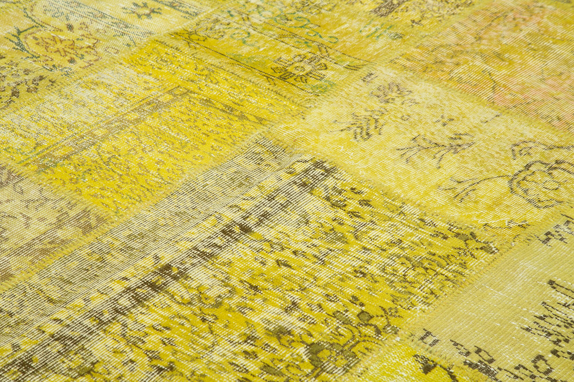 Handmade Patchwork Rug - Kirk Yama Yellow Cotton Wool Area Rug 8'6"x10'0"