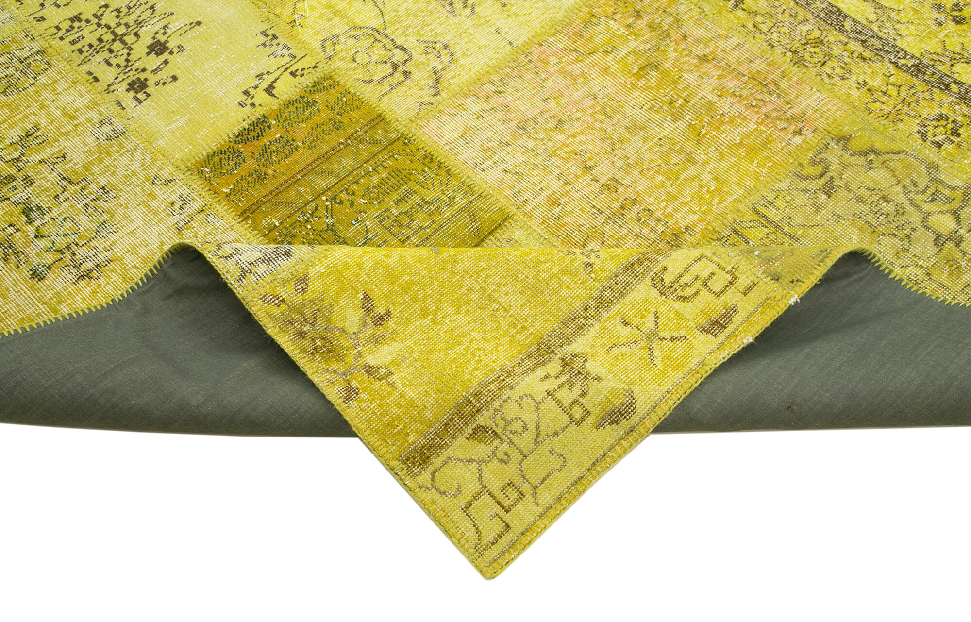 Handmade Patchwork Rug - Kirk Yama Yellow Cotton Wool Area Rug 8'6"x10'0"