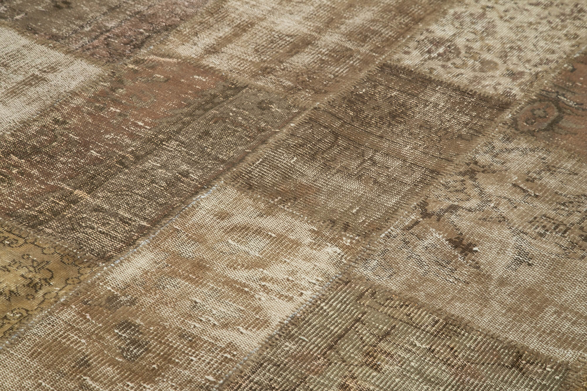 Handmade Patchwork Rug - Brown Cotton Wool Area Rug 8'4'' x 11'5'' for Living Room