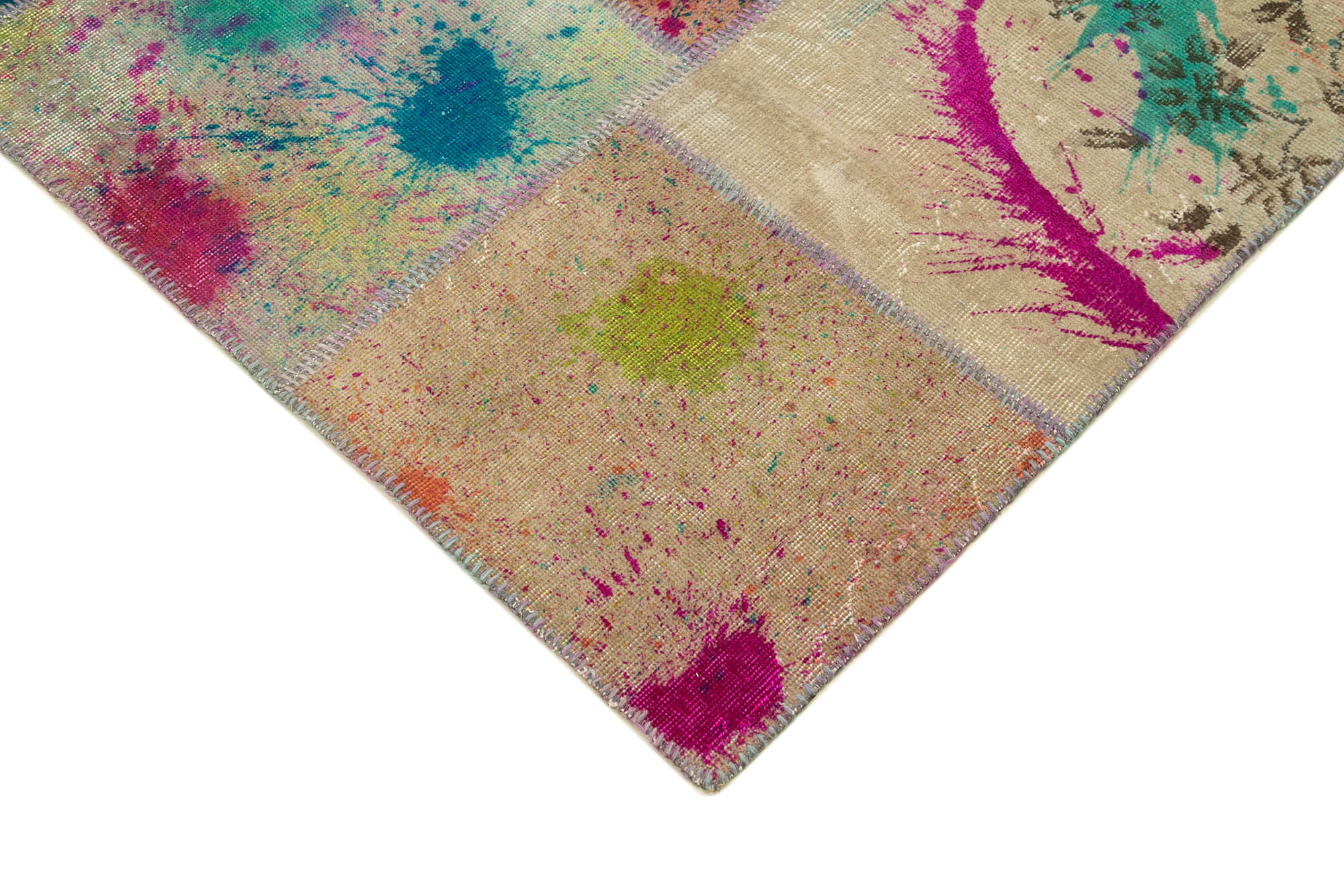 Handmade Patchwork Rug - Grey Patchwork Carpet, Cotton Wool Carpet 8'3''x11'5''