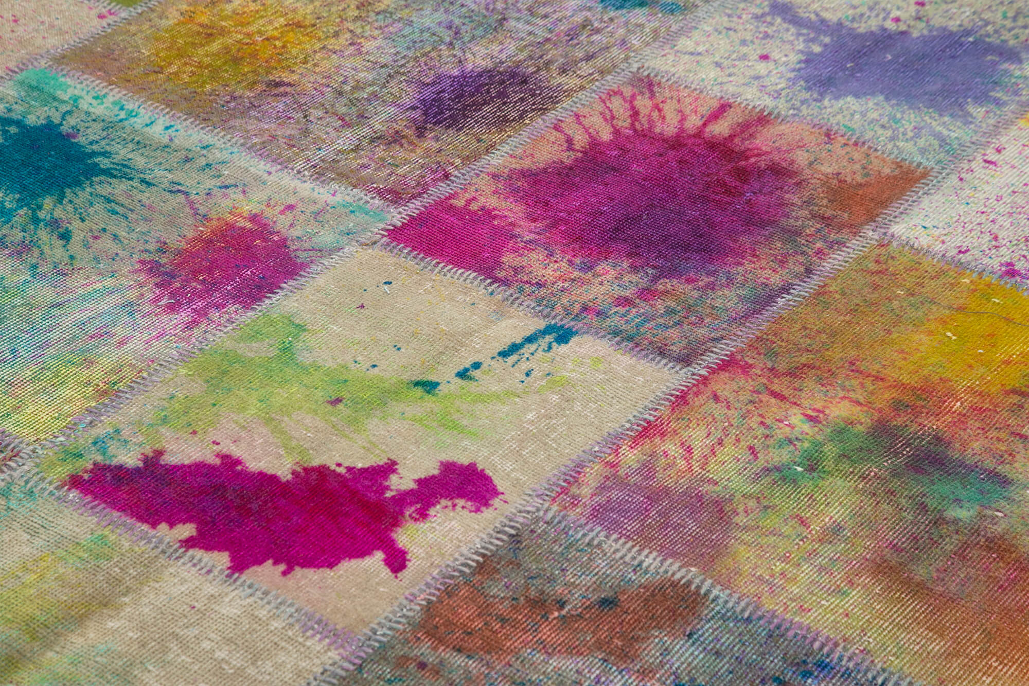 Handmade Patchwork Rug - Grey Patchwork Carpet, Cotton Wool Carpet 8'3''x11'5''