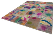 Handmade Patchwork Area Rug – Pink Patchwork Rug 8'3''x11'6'' Cotton Wool Carpet