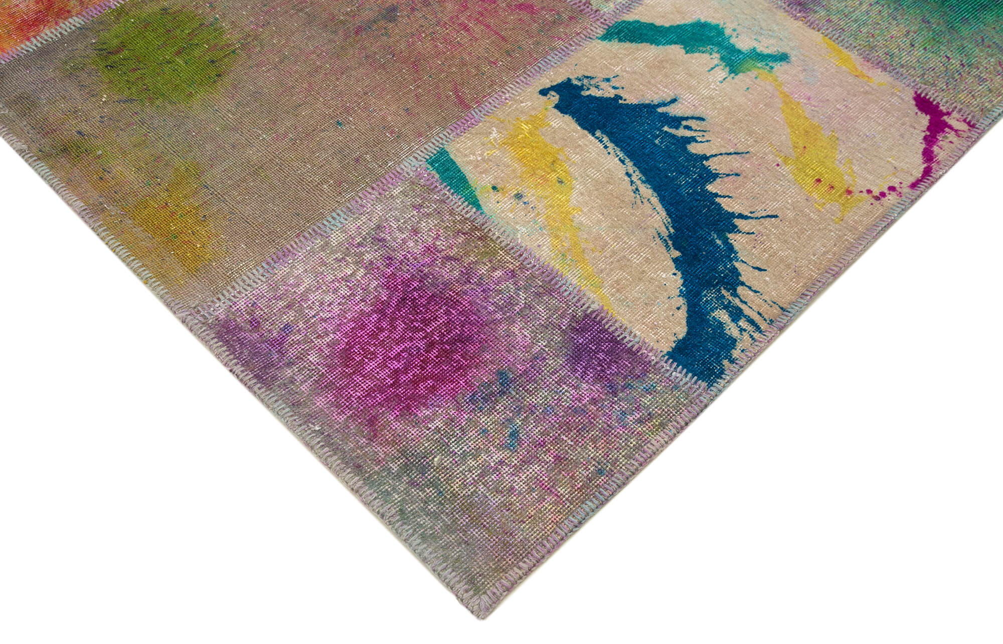 Handmade Patchwork Area Rug – Pink Patchwork Rug 8'3''x11'6'' Cotton Wool Carpet