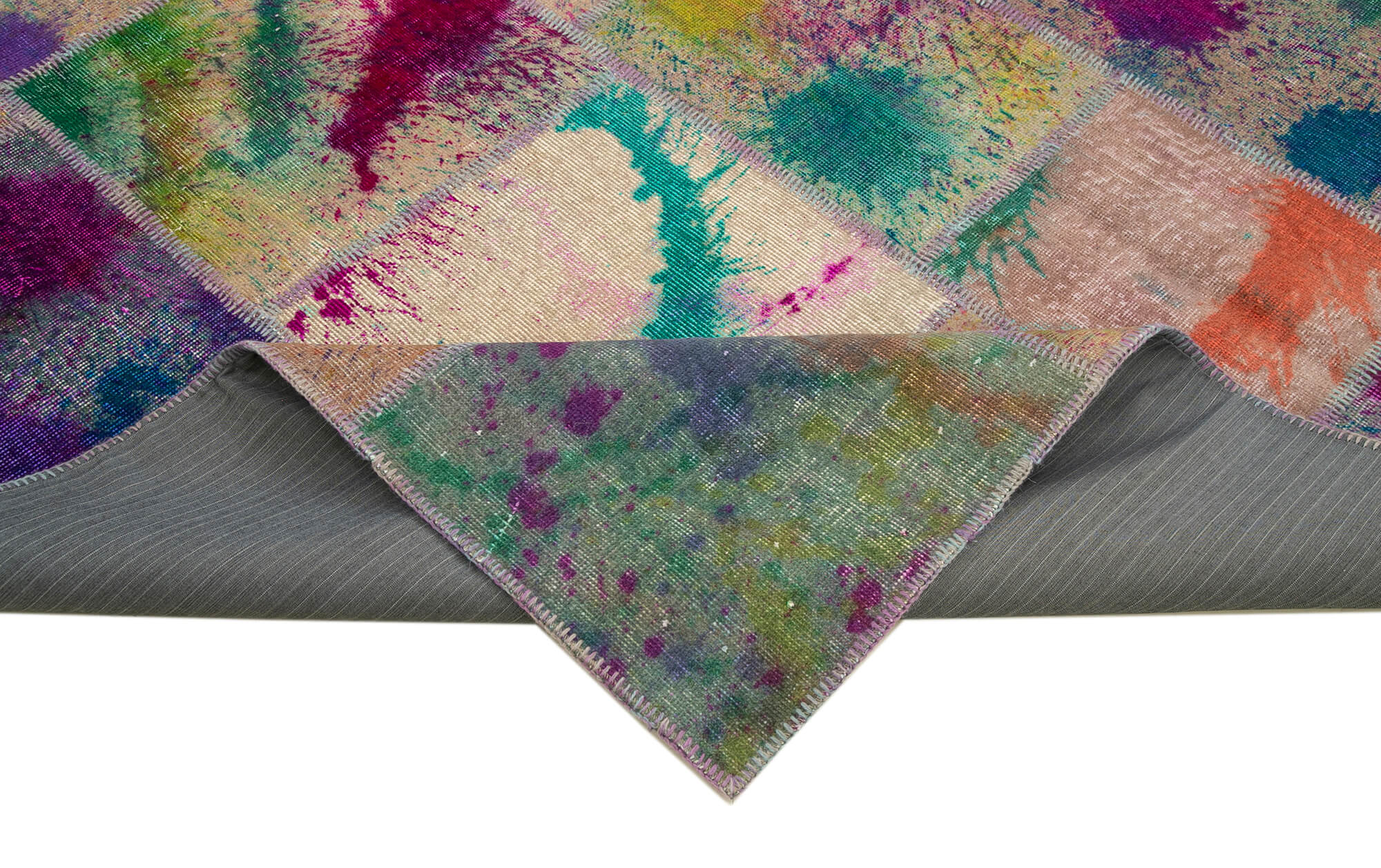 Handmade Patchwork Area Rug – Pink Patchwork Rug 8'3''x11'6'' Cotton Wool Carpet