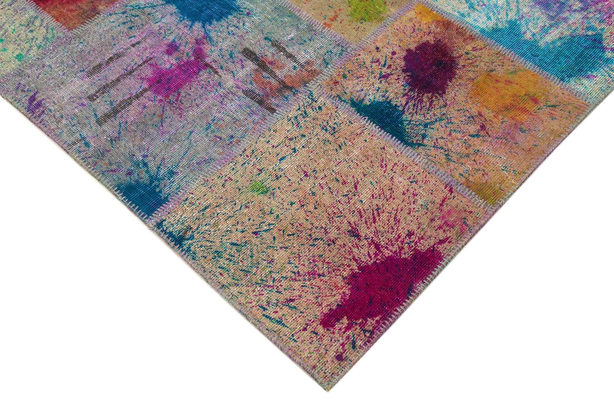 Handmade Patchwork Rug – Kirk Yama Pink Patchwork Carpet 8'3''x11'6'' Cotton Wool