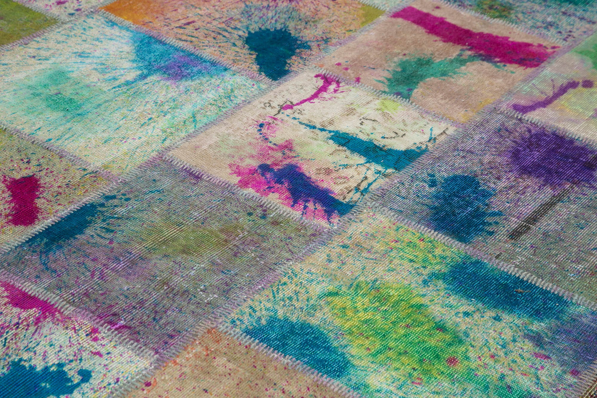 Handmade Patchwork Rug – Kirk Yama Pink Patchwork Carpet 8'3''x11'6'' Cotton Wool