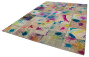 Handmade Patchwork Area Rug - Pink Patchwork Rug Cotton Wool Carpet 8'3''x11'7''
