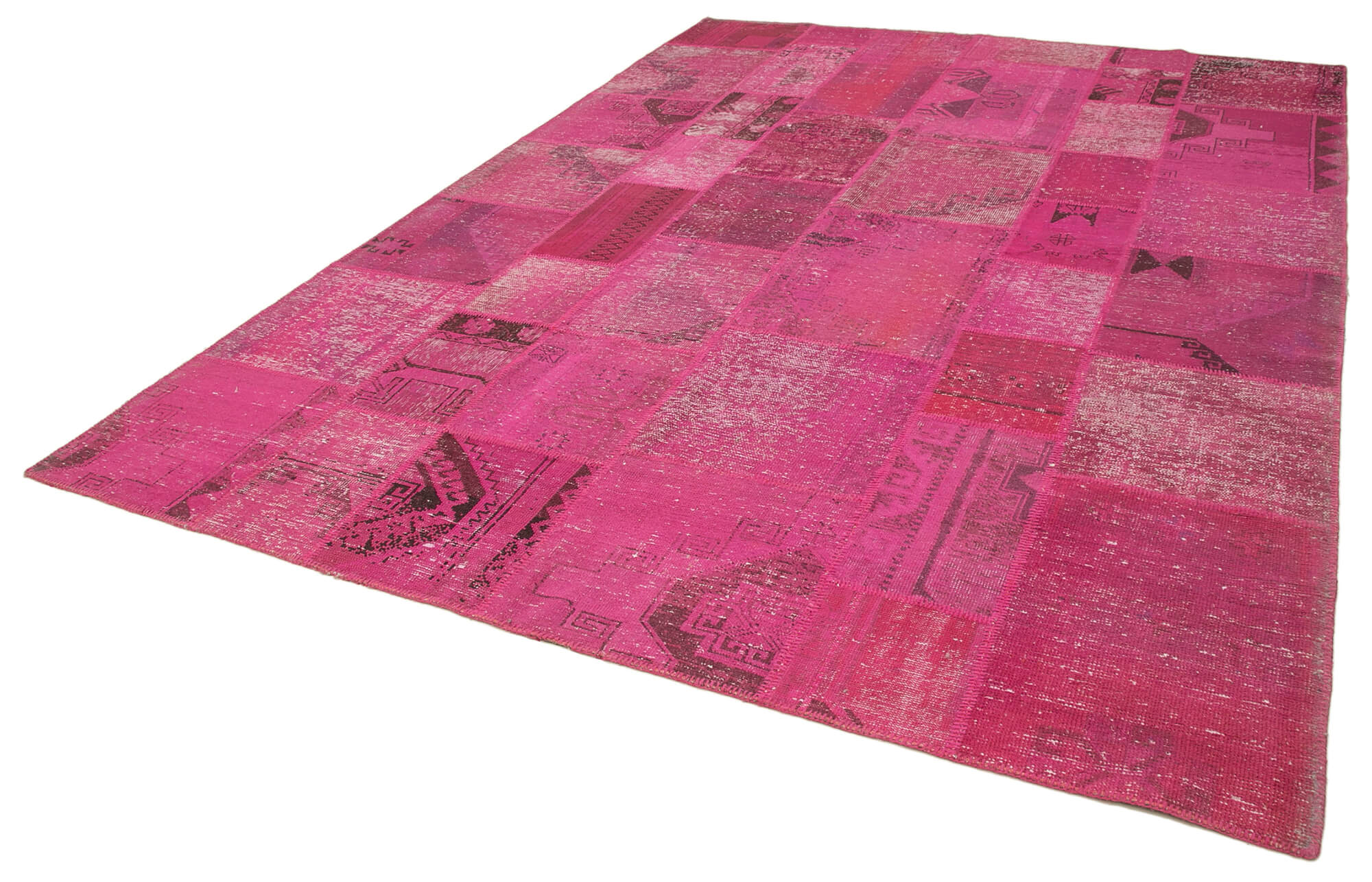 Handmade Patchwork Rug - Pink Cotton Wool Vintage Area Rug 8'6''x11'8''