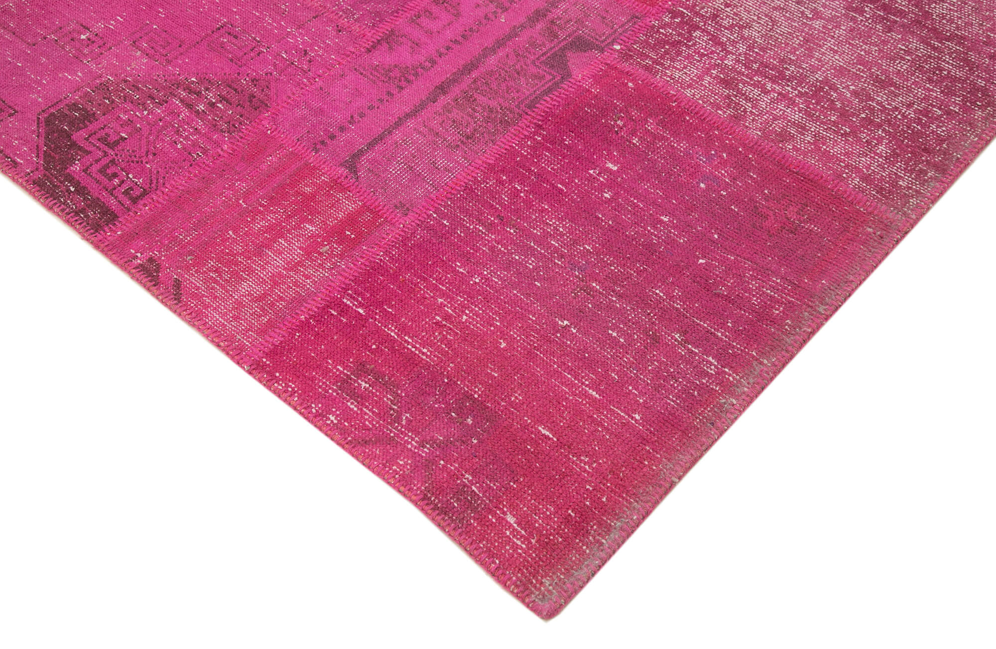 Handmade Patchwork Rug - Pink Cotton Wool Vintage Area Rug 8'6''x11'8''