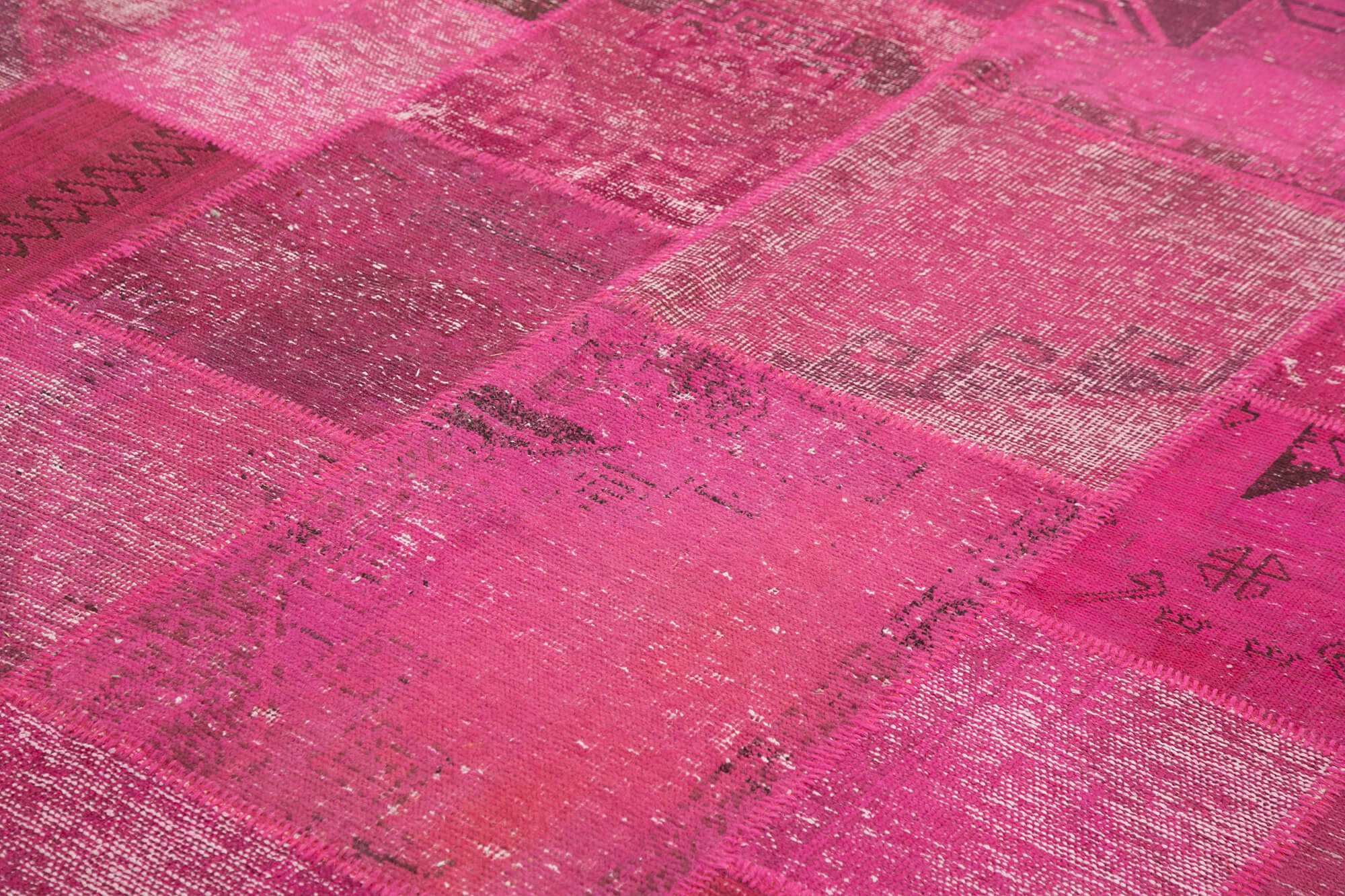 Handmade Patchwork Rug - Pink Cotton Wool Vintage Area Rug 8'6''x11'8''