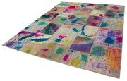 Handmade Patchwork Rug – Kirk Yama Pink Cotton Wool Vintage Area Rug 7'9''x10'