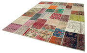 Handmade Patchwork Rug - Pink Patchwork Carpet Cotton Wool Rug 8'x9'8''