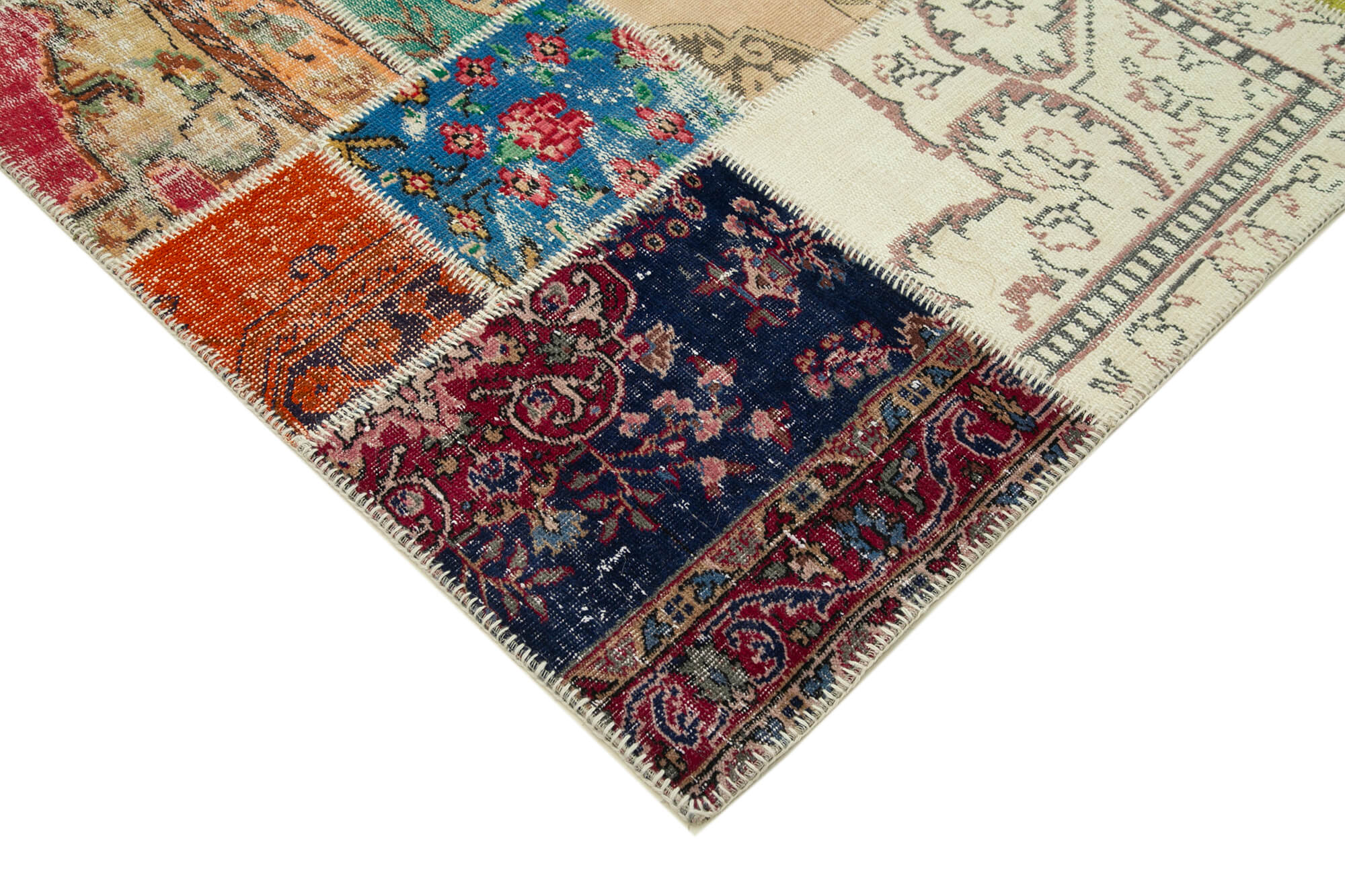 Handmade Patchwork Rug - Pink Patchwork Carpet Cotton Wool Rug 8'x9'8''