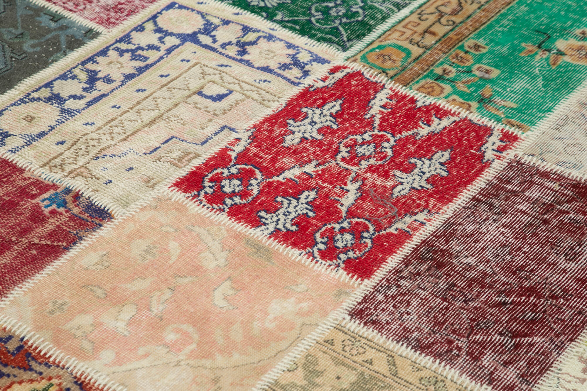 Handmade Patchwork Rug - Pink Patchwork Carpet Cotton Wool Rug 8'x9'8''
