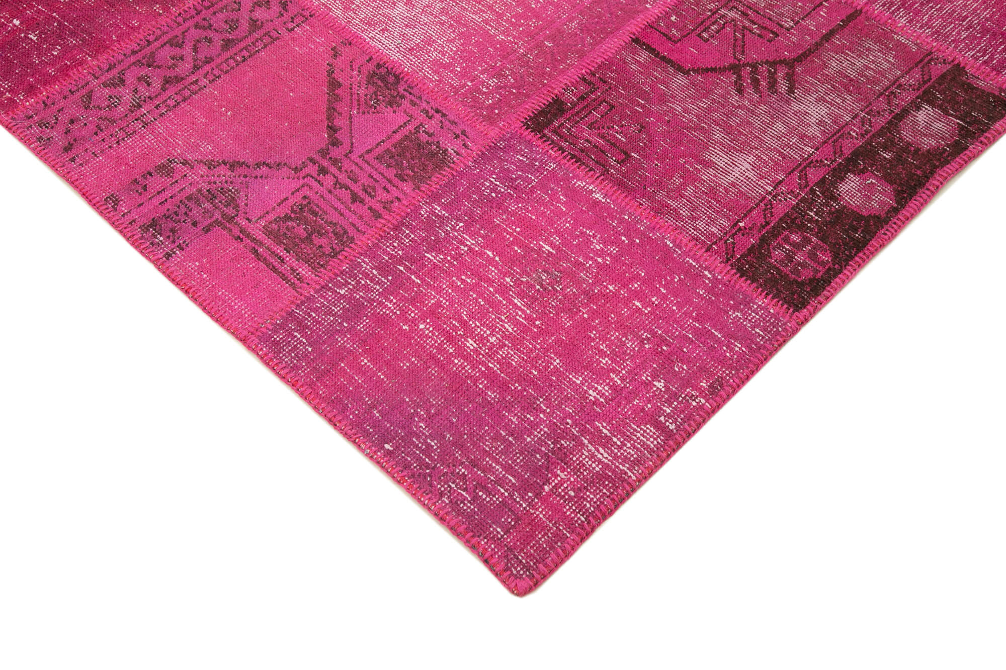 Handmade Patchwork Rug - Pink Patchwork Carpet 8x10 Feet | Cotton Wool Rug