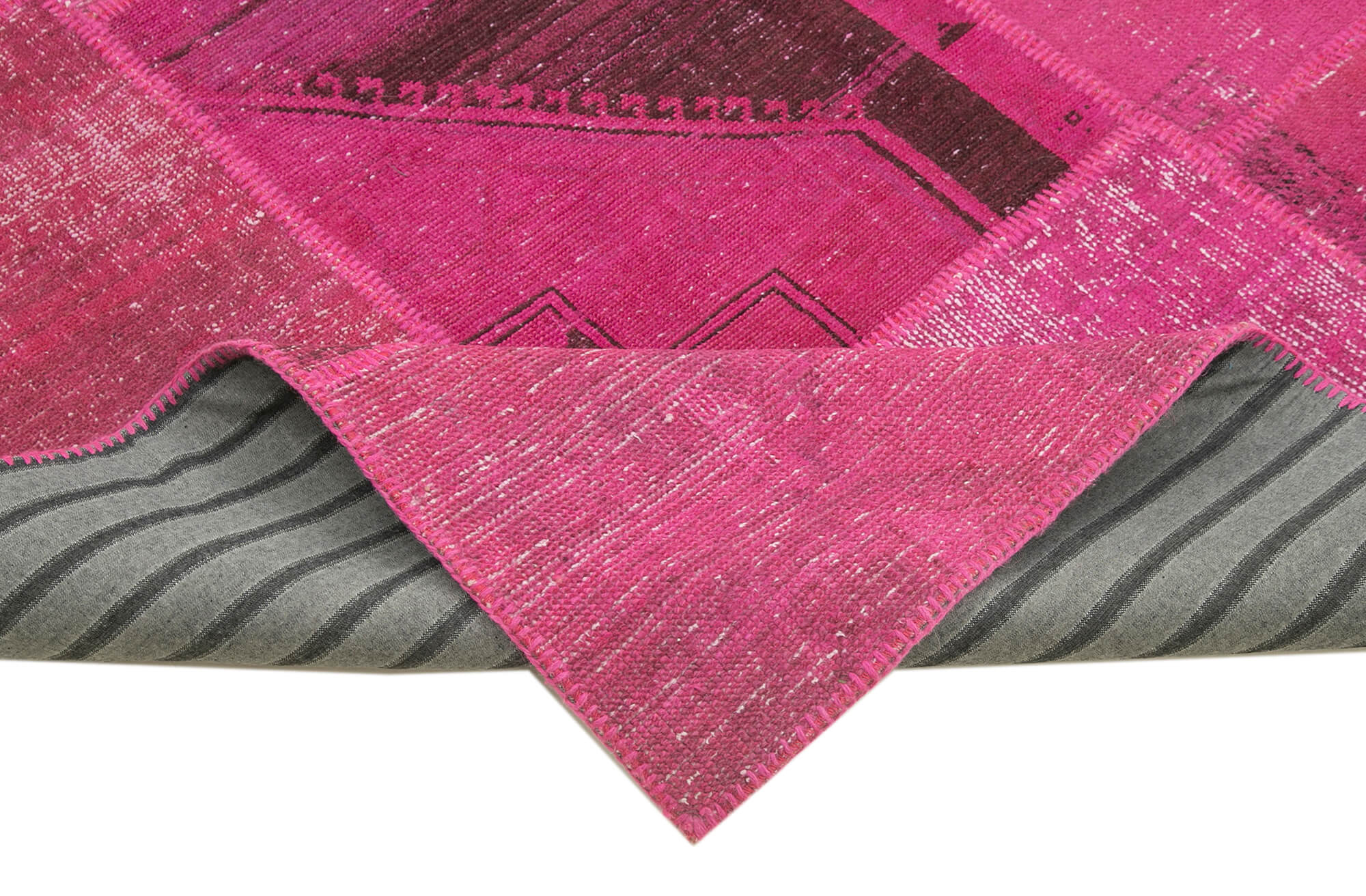Handmade Patchwork Rug - Pink Patchwork Carpet 8x10 Feet | Cotton Wool Rug