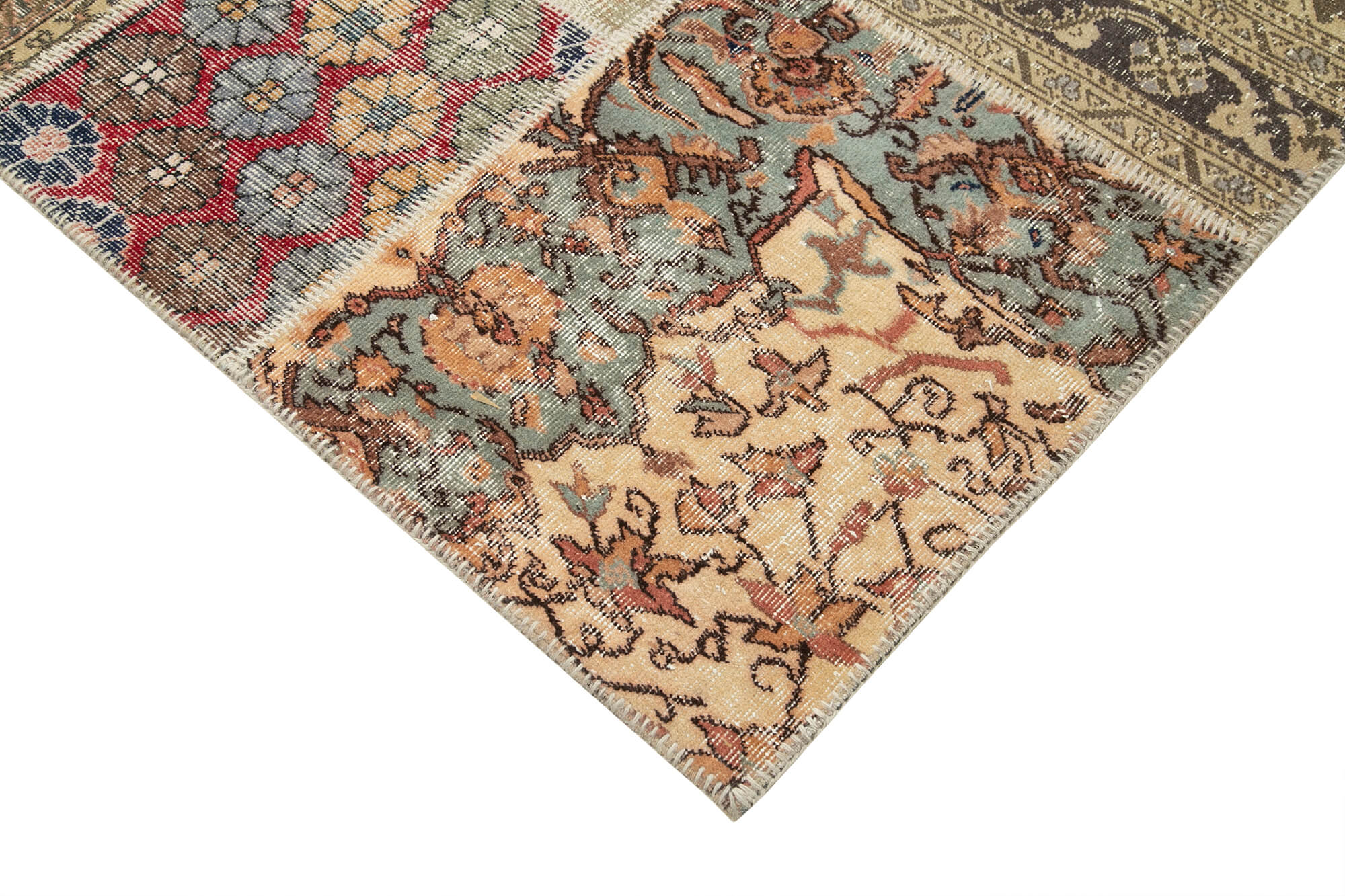 Handmade Patchwork Rug – Beige Cotton Wool Area Rug 10'x13'2'' Durable Soft Wool Carpet