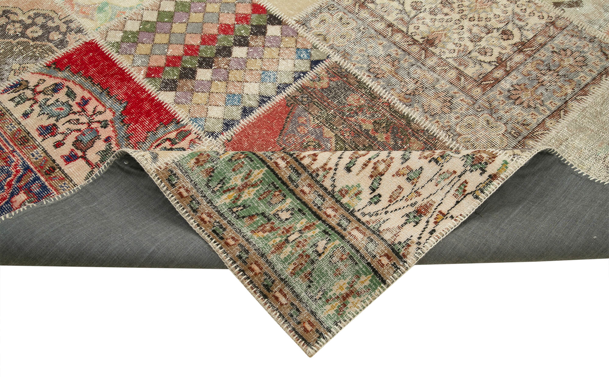 Handmade Patchwork Rug – Beige Cotton Wool Area Rug 10'x13'2'' Durable Soft Wool Carpet