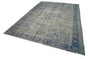 Handmade Vintage Area Rug – Overdyed Wool Rug | Blue Cotton Wool Carpet 7'5''x10'11''