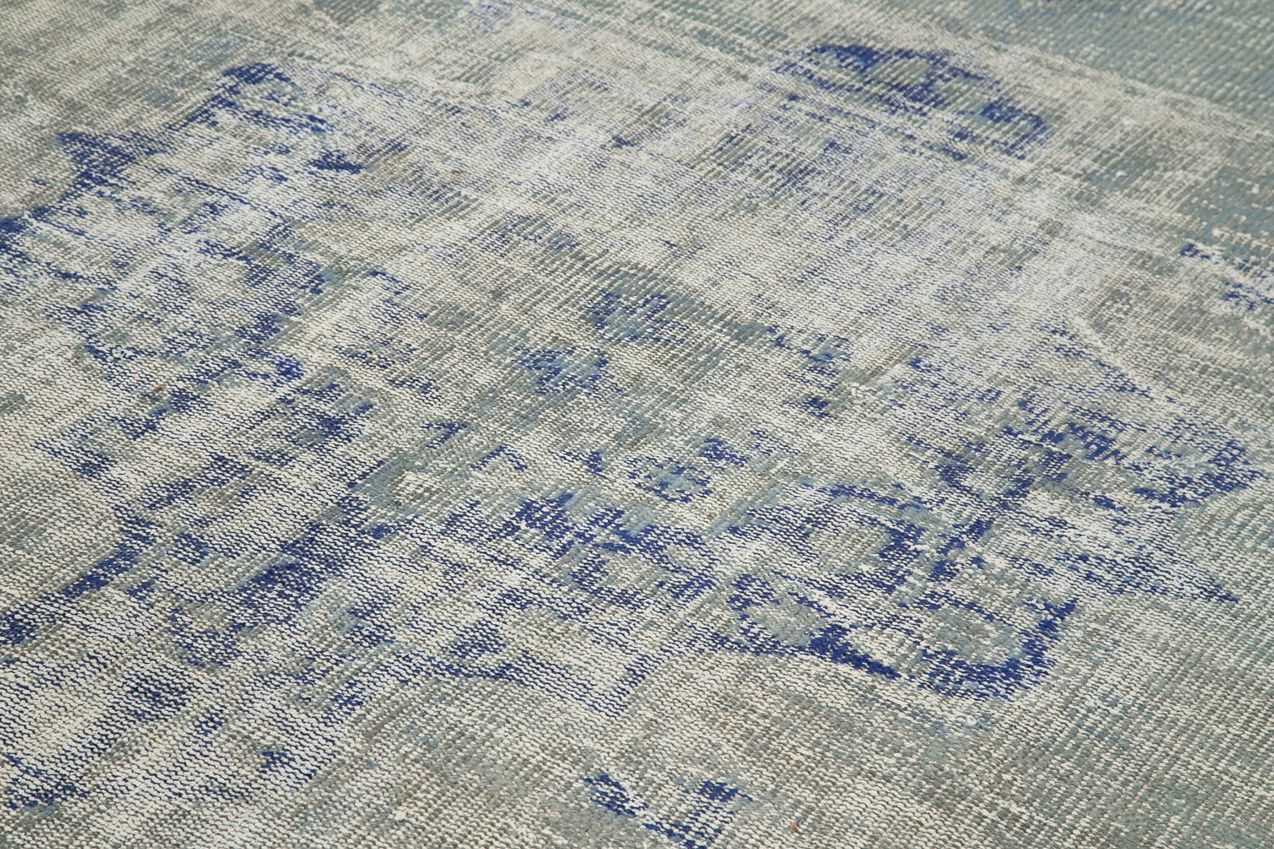 Handmade Vintage Area Rug – Overdyed Wool Rug | Blue Cotton Wool Carpet 7'5''x10'11''