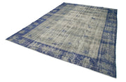 Vintage Area Rug - Handmade Wool Rug Overdyed Blue, Turkish Hand Knotted Cotton Wool Carpet 7'7''x11'1''
