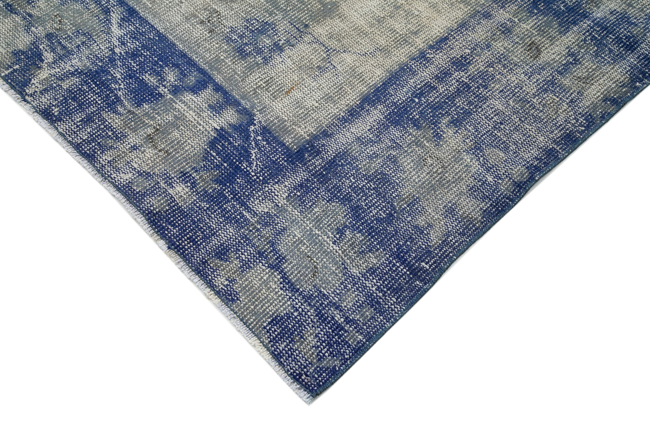 Vintage Area Rug - Handmade Wool Rug Overdyed Blue, Turkish Hand Knotted Cotton Wool Carpet 7'7''x11'1''