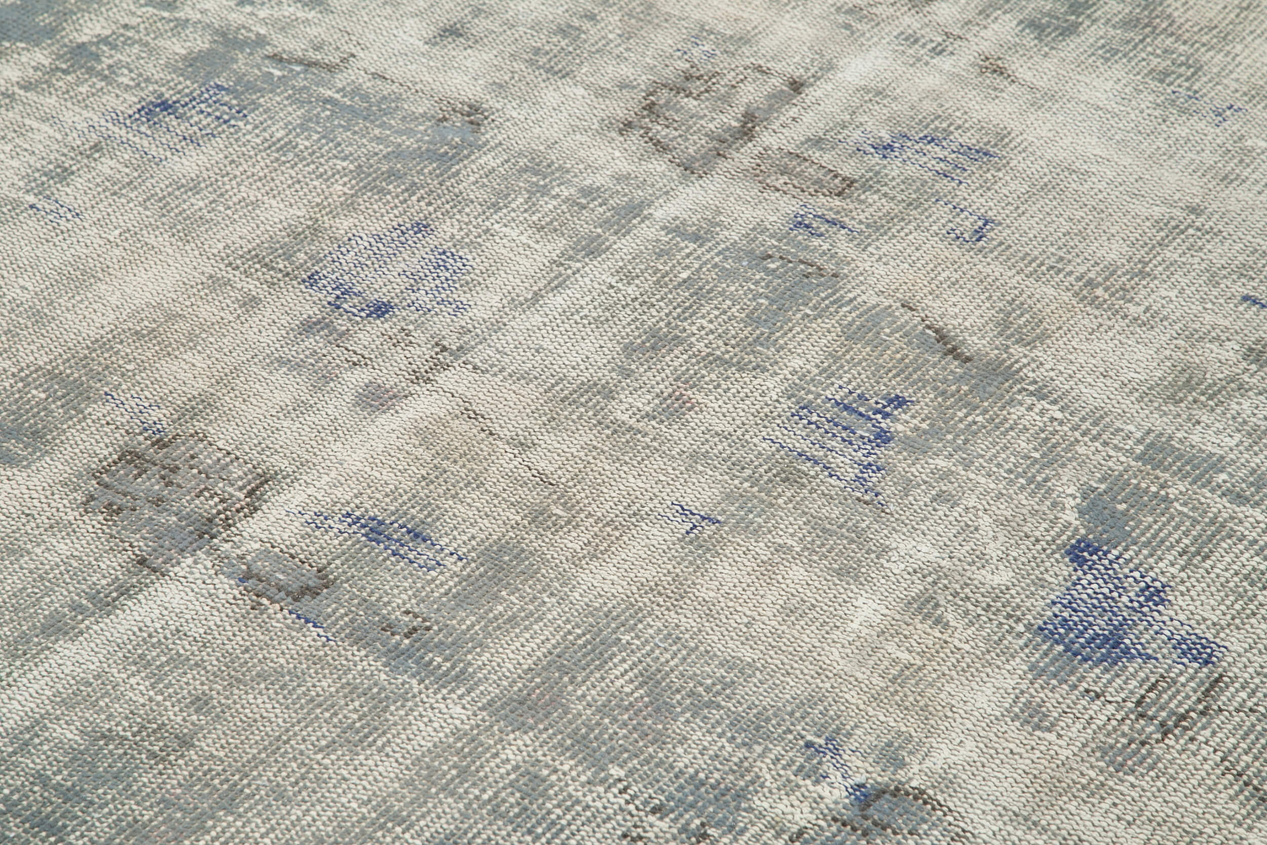 Vintage Area Rug - Handmade Wool Rug Overdyed Blue, Turkish Hand Knotted Cotton Wool Carpet 7'7''x11'1''