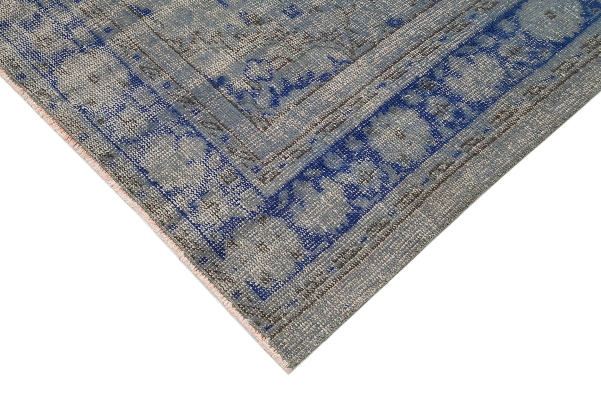 Handmade Area Rug – Overdyed Wool Vintage Cotton Rug 6'11''x10'2'' Grey