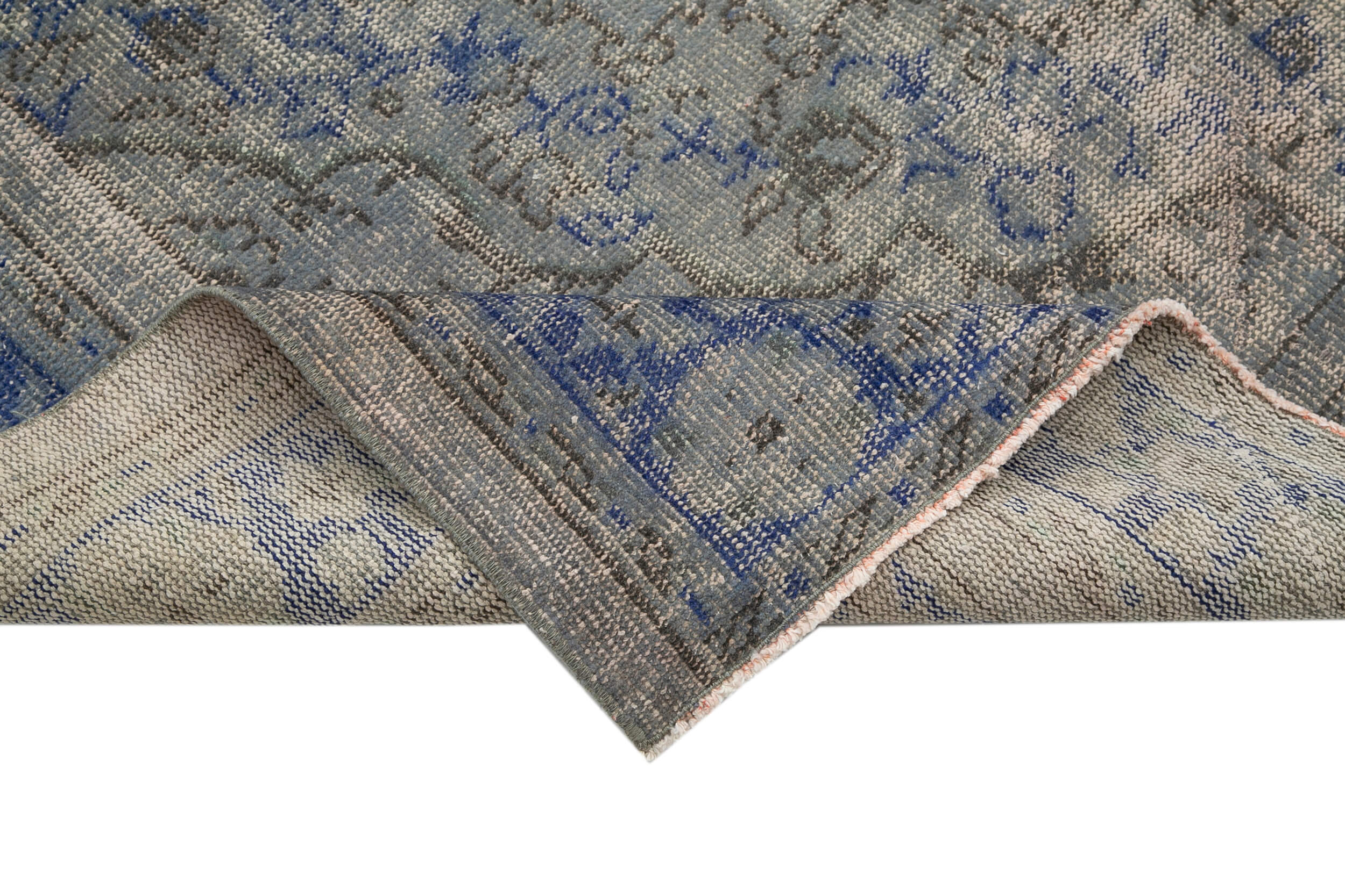 Handmade Area Rug – Overdyed Wool Vintage Cotton Rug 6'11''x10'2'' Grey
