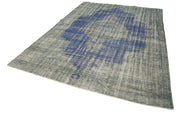 Vintage Wool Area Rug – Handmade Blue Cotton Wool Rug 7'3" x 9'10" Overdyed