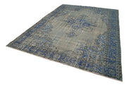 Handmade Vintage Area Rug – Overdyed Wool Rug, Blue Vintage Carpet 7'5''x10'2''