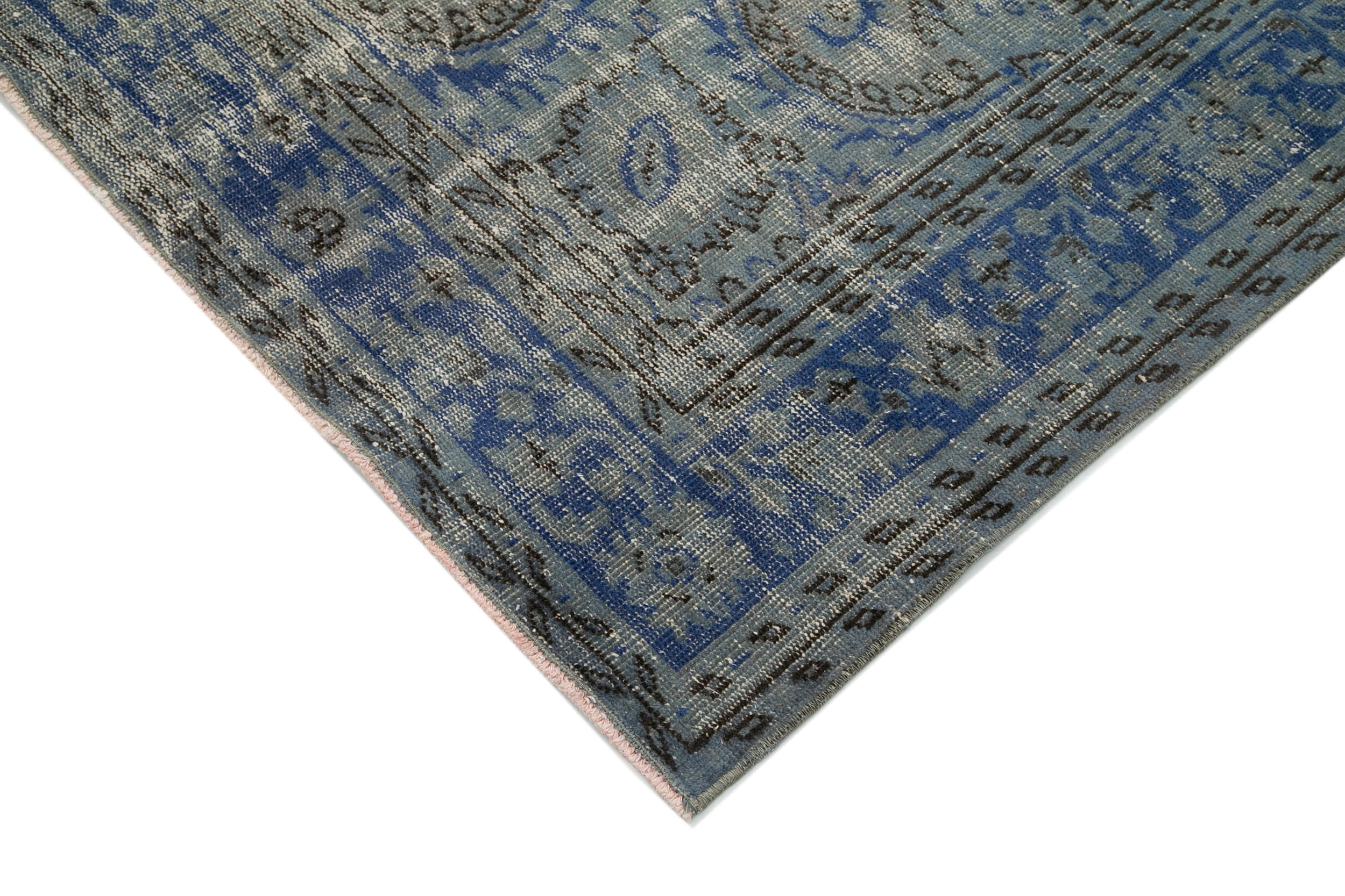 Handmade Vintage Area Rug – Overdyed Wool Rug, Blue Vintage Carpet 7'5''x10'2''